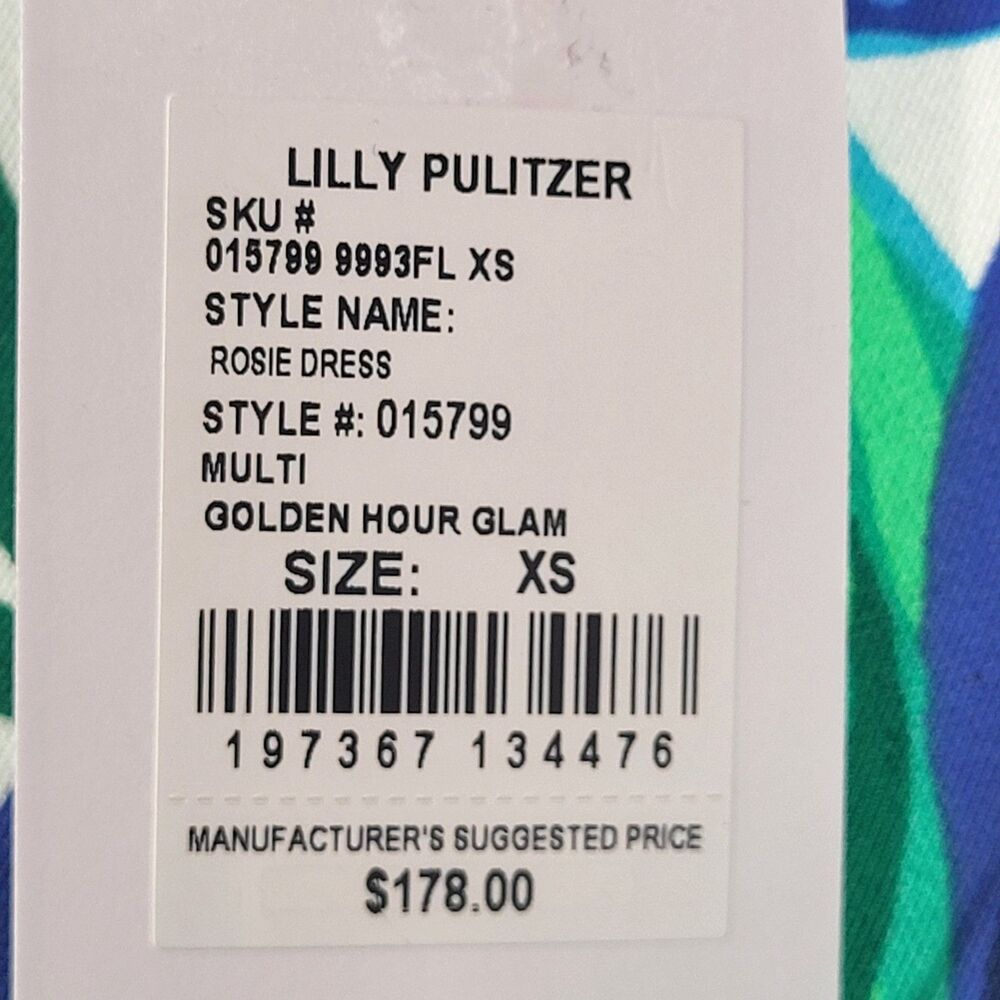 Lilly Pulitzer Rosie Dress Womens XS Golden Hour Glam Floral Hawaiian NEW - Picture 13 of 16